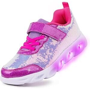 Toandon Toddler Girls Size 10 Sparkle Breathable Lightweight Light Up Sneakers